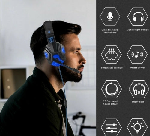 Cascos gaming con luz LED