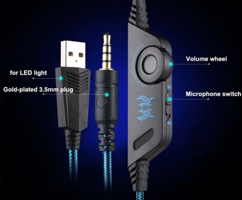 Cascos gaming con luz LED